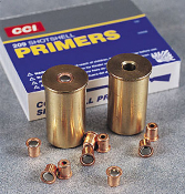A box of cci shell primers and some bullets.